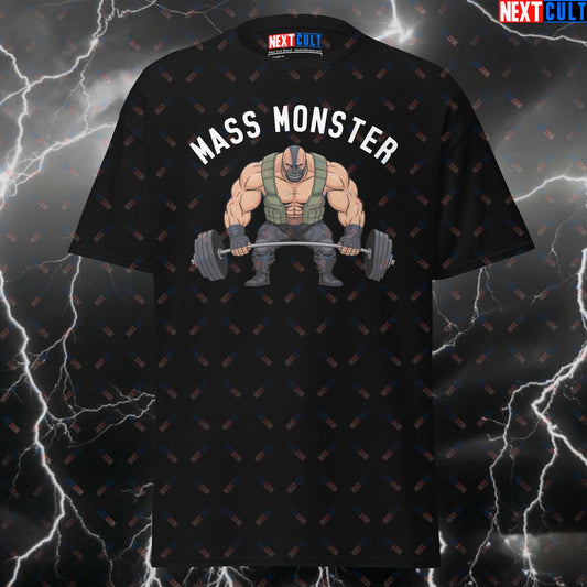 Mass Monster Gym Hero T-Shirt - Funny Bane Inspired Pump Cover Tee for Lifters, Gym Bros & Fitness Meme Lovers T-shirts Bane Bodybuilding Films Fitness Gym Leg Day Powerlifting Pump Cover Superheroes Workout Next Cult Brand