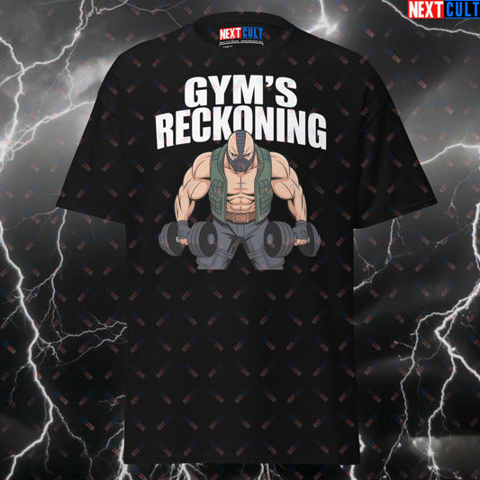 Funny Gym Meme T-Shirt - Bane Gym's Reckoning Tee for Lifters - Comic Book Workout Pump Cover Top for Fitness & Gains T-shirts Bane Bodybuilding Films Fitness Gym Pump Cover Superheroes Workout Next Cult Brand