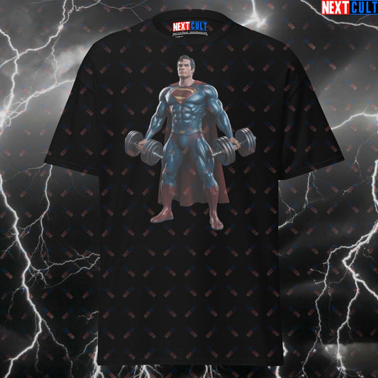 Superman Gym Hero T-Shirt – Funny Workout Tee for Lifters & Gymbros | Comic Book Pump Cover Top for Fitness & Gains T-shirts Bodybuilding Films Fitness Gym Justice League Pump Cover Superheroes Superman Workout Next Cult Brand