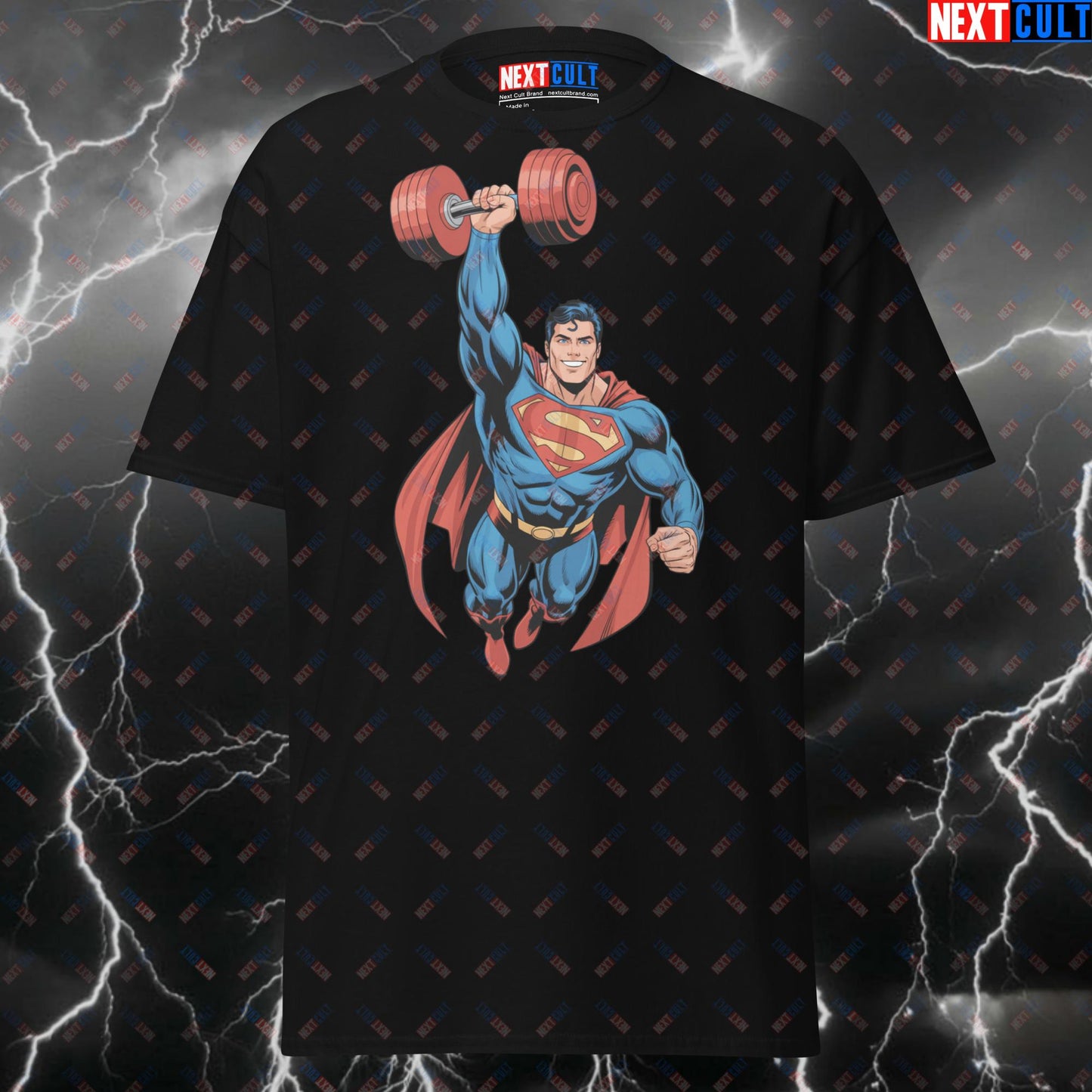 Superman Gym Hero T-Shirt - Funny Workout Tee for Lifters & Gymbros - Man of Gym Pump Cover Meme Shirt T-shirts Bodybuilding Films Fitness Gym Justice League Pump Cover Superheroes Superman Workout Next Cult Brand