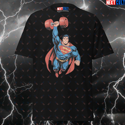 Superman Gym Hero T-Shirt - Funny Workout Tee for Lifters & Gymbros - Man of Gym Pump Cover Meme Shirt T-shirts Bodybuilding Films Fitness Gym Justice League Pump Cover Superheroes Superman Workout Next Cult Brand