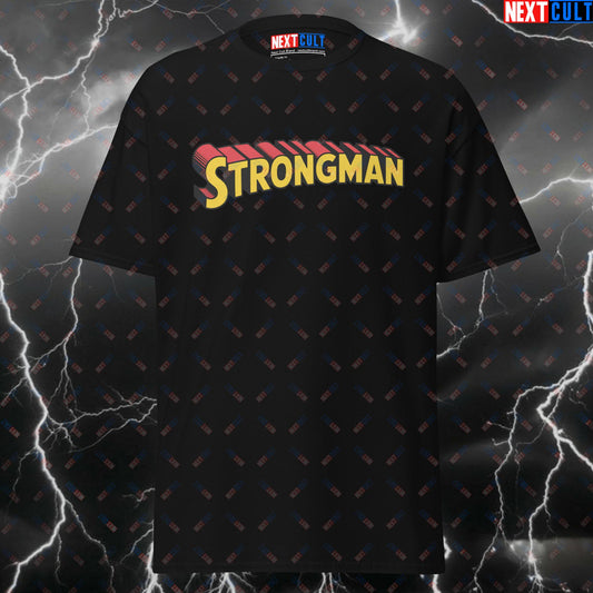 Funny Strongman Superman Gym Hero T-Shirt – Meme Workout Tee for Lifters & Gymbros – Comic Book Pump Cover Top T-shirts Bodybuilding Films Fitness Gym Justice League Pump Cover Strongman Superheroes Superman Workout Next Cult Brand