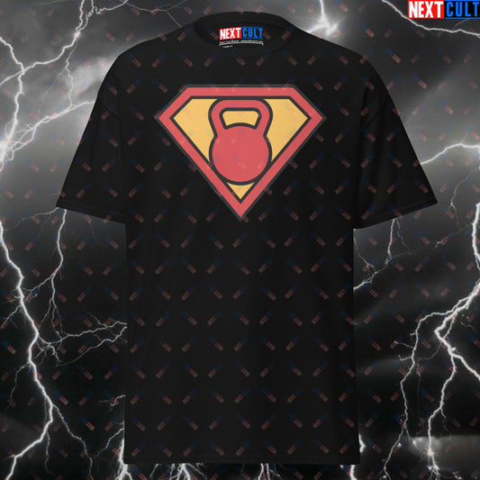 Super Kettlebell Gym Hero T-Shirt – Funny Superman Workout Tee for Lifters & Gymbros – Pump Cover Meme Top T-shirts Bodybuilding Films Fitness Gym Justice League Kettlebell Pump Cover Superheroes Superman Workout Next Cult Brand