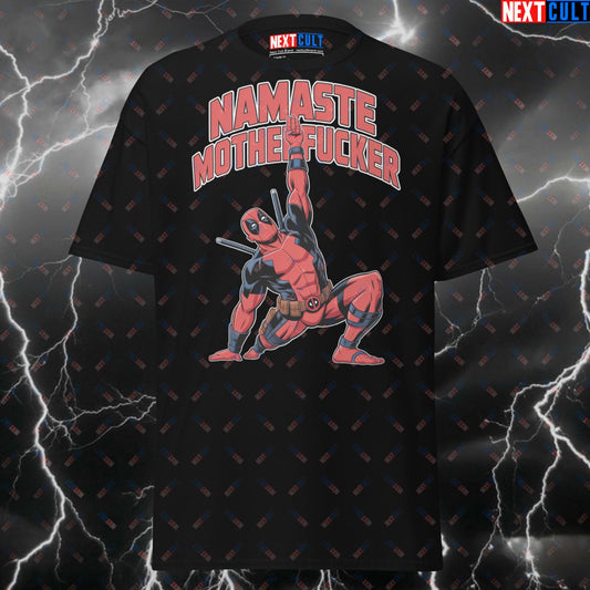 Namaste Motherfucker Gym T-Shirt - Funny Deadpool Yoga Meme Tee for Lifters, Gymbros & Fitness Gains Pump Cover T-shirts Bodybuilding Deadpool Films Fitness Gym Pump Cover Superheroes Workout Yoga Next Cult Brand