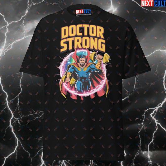 Doctor Strong Superhero Meme Tee for Lifters & Gymbros - Comic Book Workout Pump Cover Top - Funny Gym T-Shirt T-shirts Bodybuilding Doctor Strange Films Fitness Gym Powerlifting Pump Cover Superheroes Workout Next Cult Brand