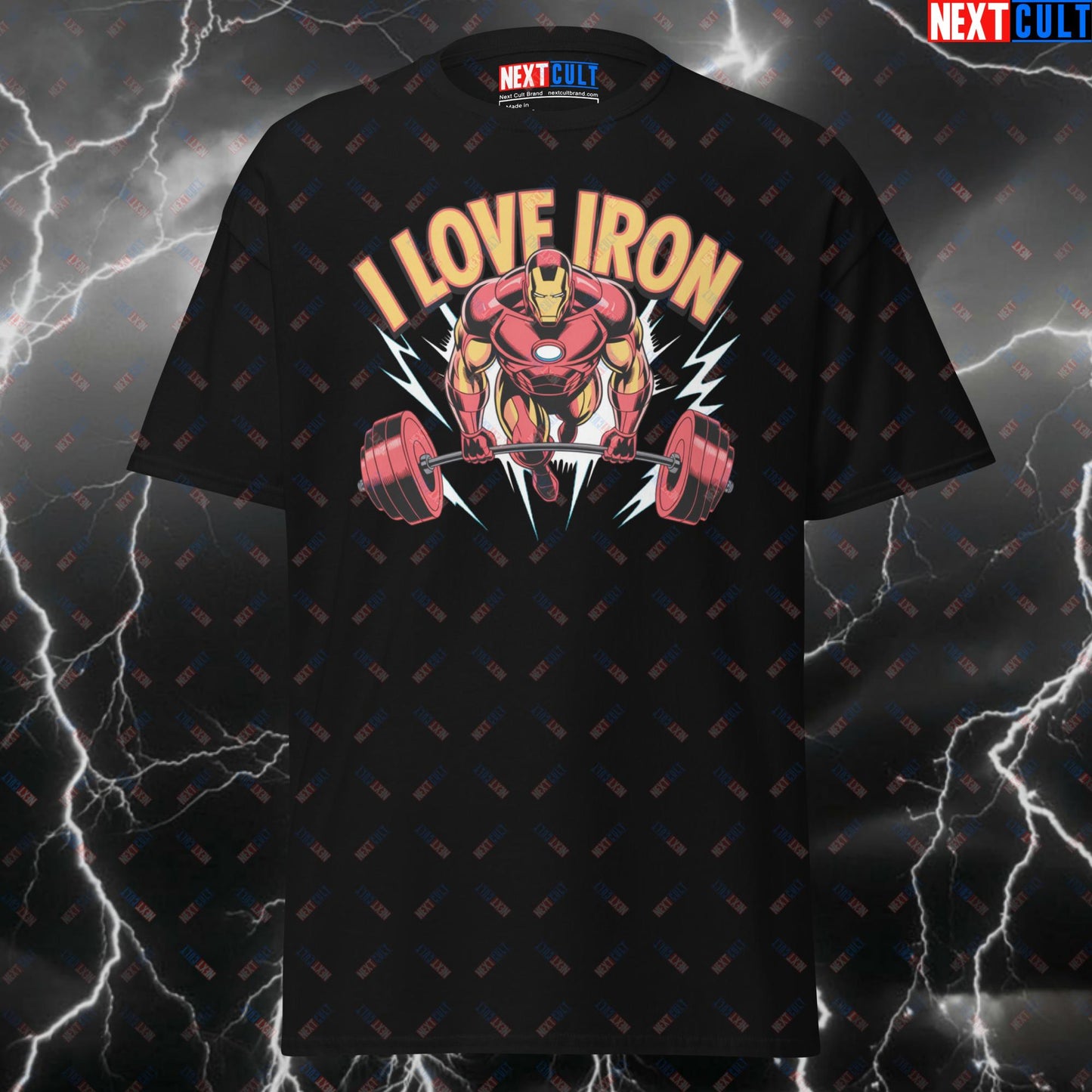 I Love Iron Gym Hero Tee | Iron Man Meme Pump Cover for Lifters & Fitness Gains T-shirts Avengers Bodybuilding Films Fitness Gym Iron Man Powerlifting Pump Cover Superheroes Workout Next Cult Brand
