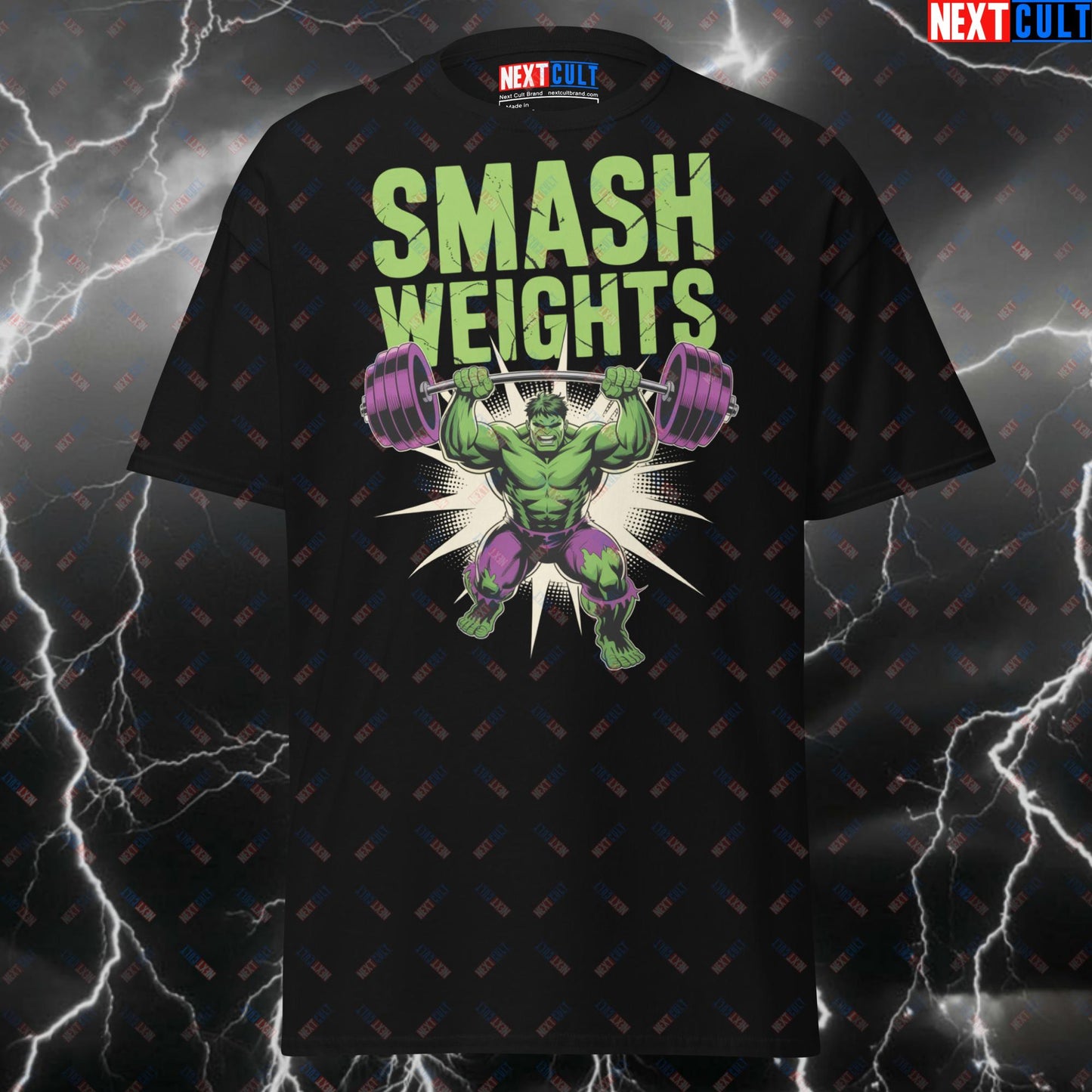 Smash Weights Like Hulk Funny Gym T-Shirt – Superhero Gym Hero Pump Cover Tee for Lifters & Gymbros T-shirts Avengers Bodybuilding Films Fitness Gym Hulk Powerlifting Pump Cover Superheroes Workout Next Cult Brand