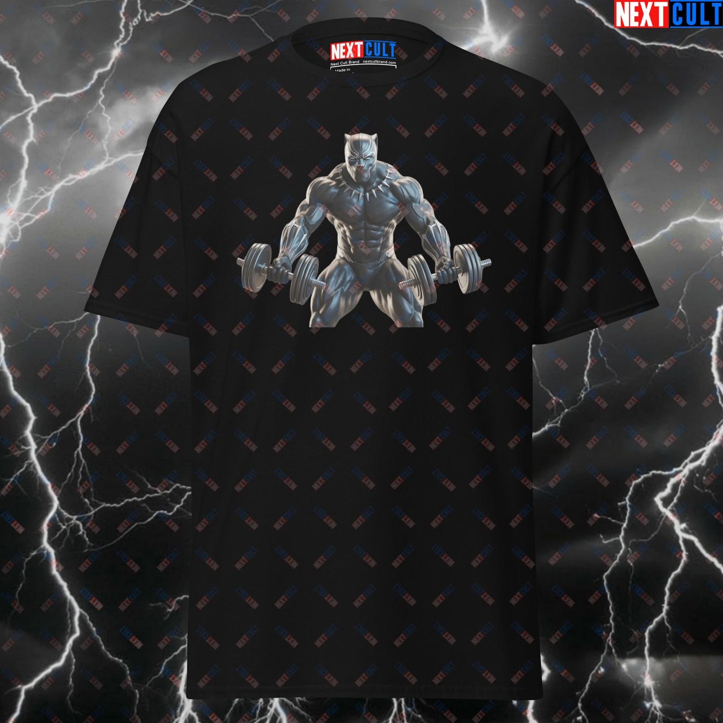Black Panther Gym Hero T-Shirt - Funny Superhero Pump Cover Tee for Lifters, Bodybuilding & Fitness Meme Shirt T-shirts Avengers Black Panther Bodybuilding Films Fitness Gym Pump Cover Superheroes Workout Next Cult Brand