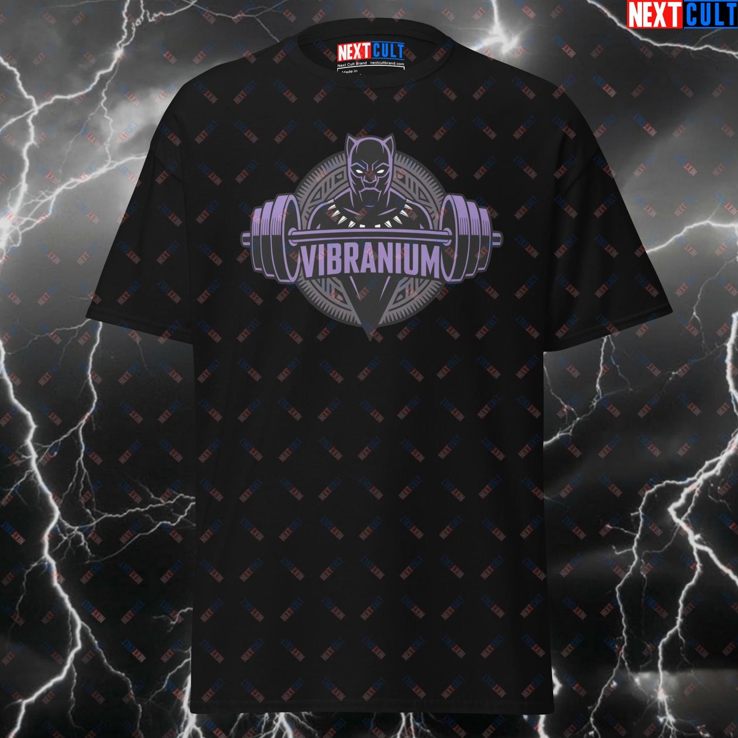 Vibranium Gym Hero T-Shirt - Funny Black Panther Pump Cover Tee for Lifters, Gymbros & Superhero Gains T-shirts Avengers Black Panther Bodybuilding Films Fitness Gym Powerlifting Pump Cover Superheroes Workout Next Cult Brand