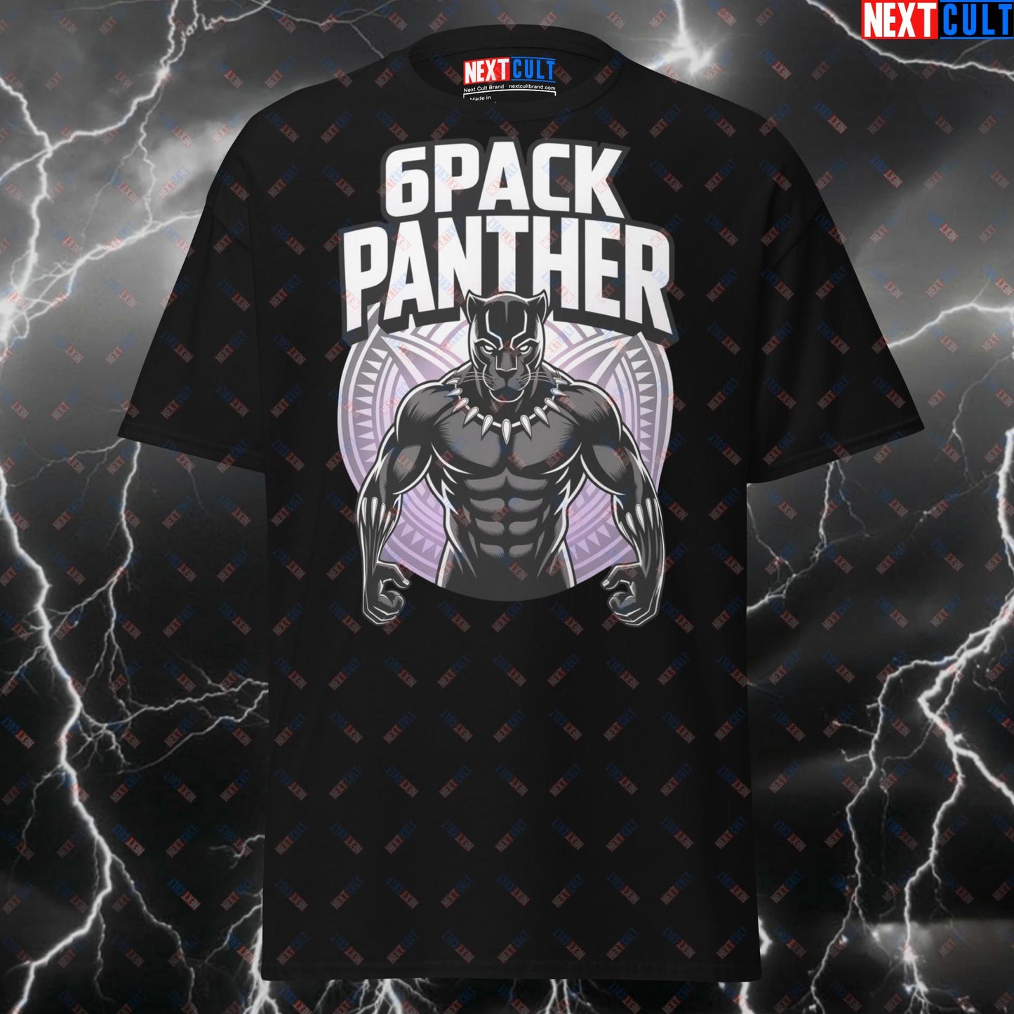 6Pack Panther Funny Gym T-Shirt - Six Pack Abs Pump Cover Tee for Gym Bros & Fitness Meme Lovers T-shirts Avengers Black Panther Bodybuilding Films Fitness Gym Pump Cover Superheroes Workout Next Cult Brand