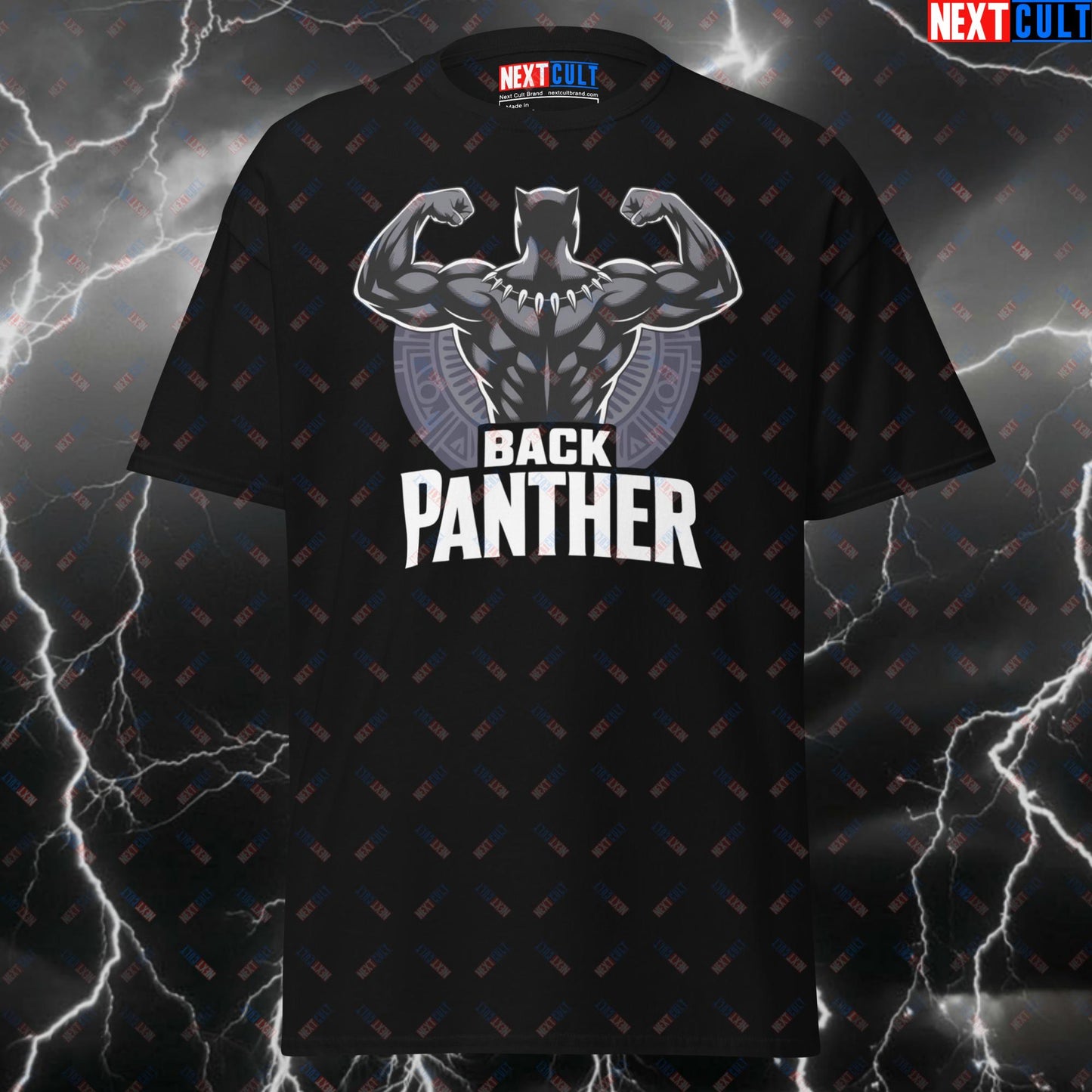 Back Panther Pump Cover Gym T-Shirt - Funny Big Back Workout Tee for Lifters & Gymbros - Fitness Meme Shirt T-shirts Avengers Black Panther Bodybuilding Films Fitness Gym Pump Cover Superheroes Workout Next Cult Brand