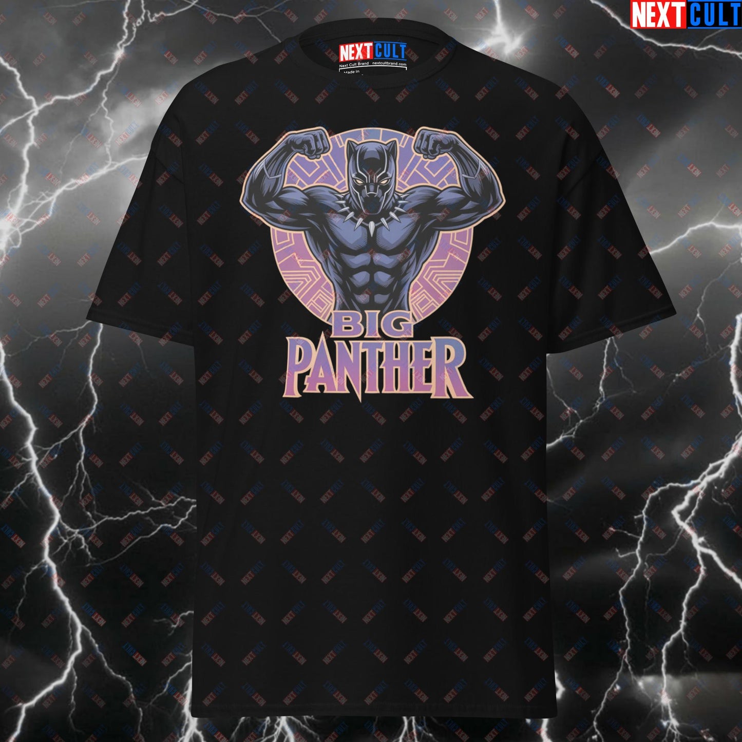 Big Panther Gym Hero T-Shirt - Funny Gym Meme Tee for Lifters & Bodybuilding - Superhero Pump Cover Workout Top T-shirts Avengers Black Panther Bodybuilding Films Fitness Gym Pump Cover Superheroes Workout Next Cult Brand