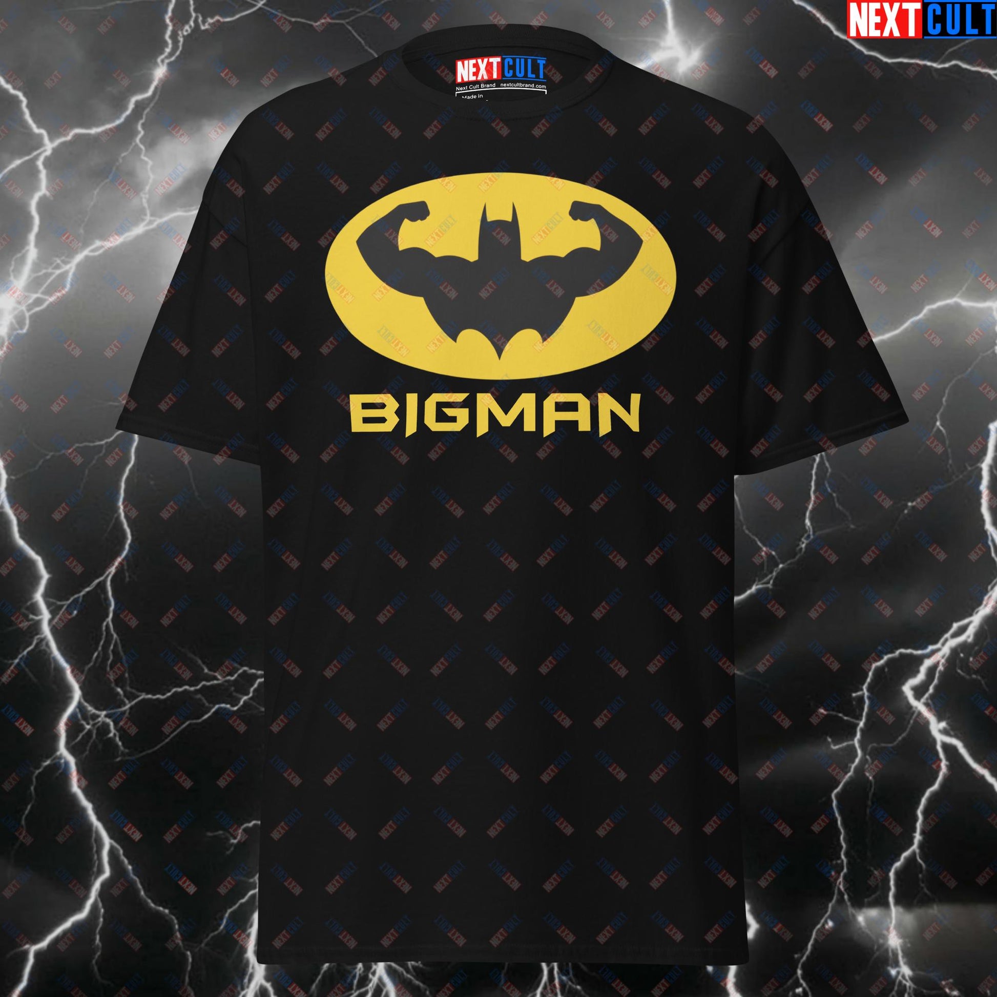 Big Man Batman Gym Hero Tee - Funny Superhero Gym T-Shirt for Lifters - Comic Book Workout Pump Cover Top T-shirts Batman Bodybuilding Films Fitness Gym Justice League Powerlifting Pump Cover Strongman Superheroes Workout Next Cult Brand