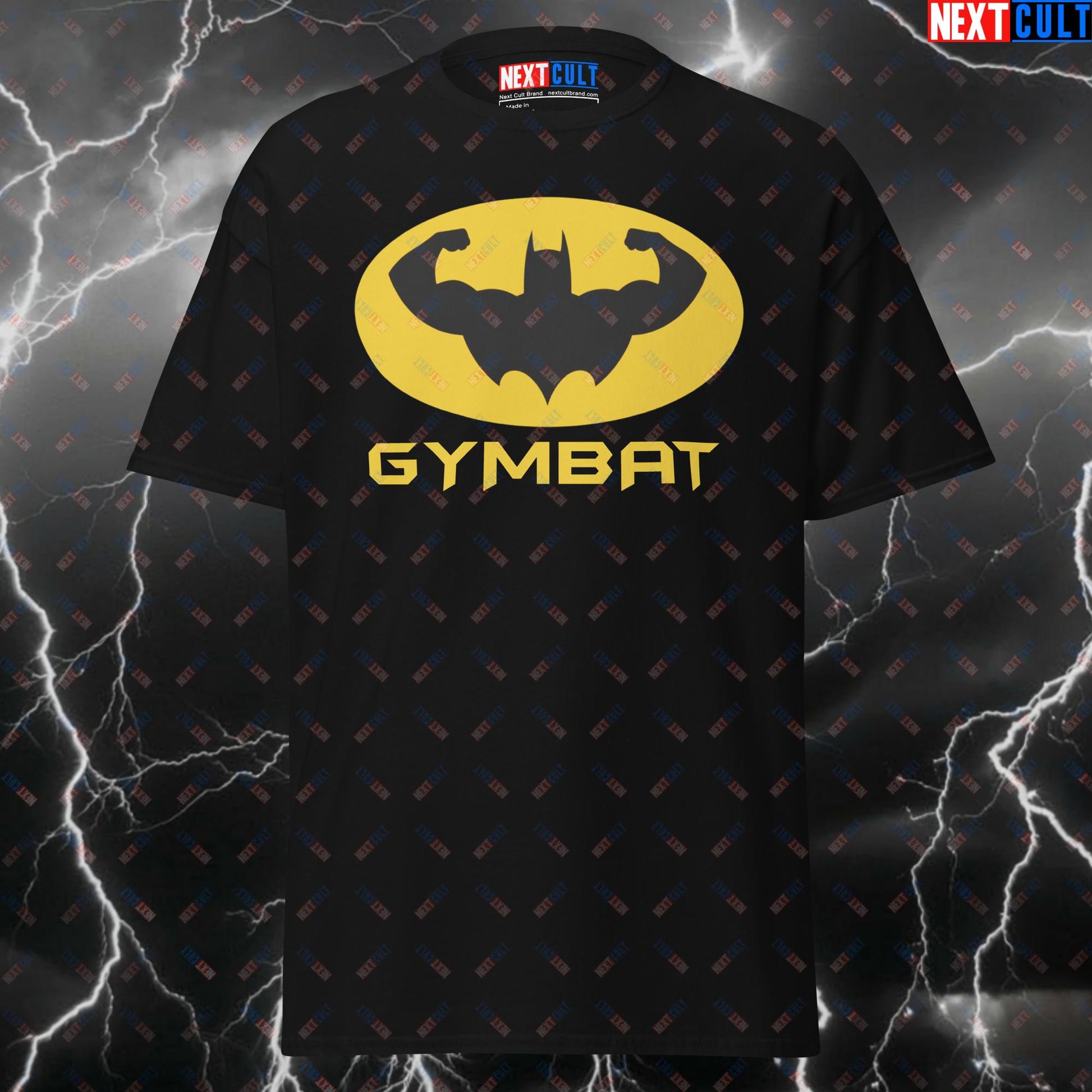 Funny Gymbat T-Shirt – Flying Gym Rat Meme Tee for Lifters, Pump Cover Workout Top, Batman Gym Hero Comic Book Fitness Shirt T-shirts Batman Bodybuilding Films Fitness Gym Justice League Powerlifting Pump Cover Superheroes Workout Next Cult Brand
