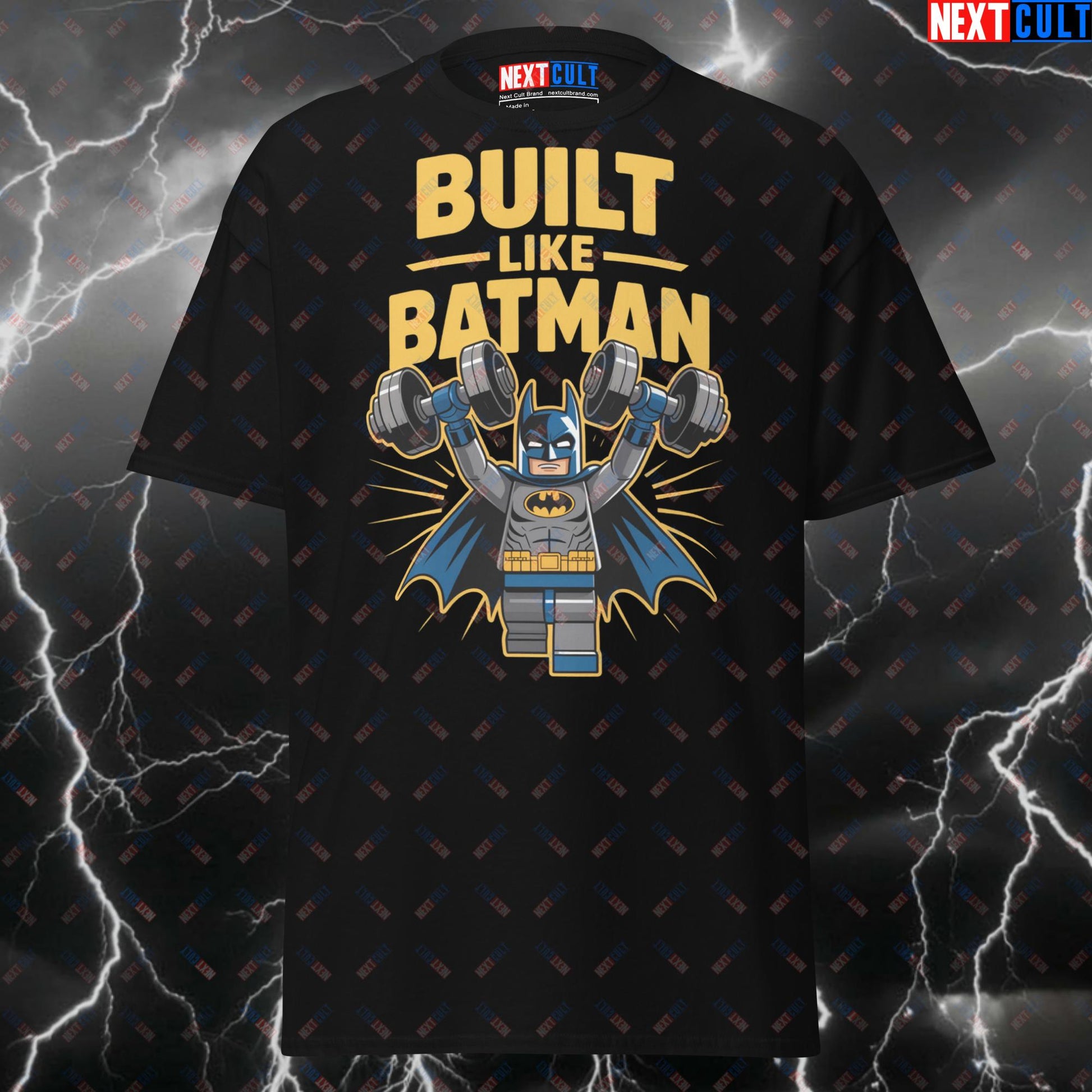 Built Like Batman Gym T-Shirt – Funny LEGO Batman Pump Cover Tee for Gym Bros & Lifters T-shirts Batman Bodybuilding Films Fitness Gym Justice League LEGO Pump Cover Superheroes Workout Next Cult Brand