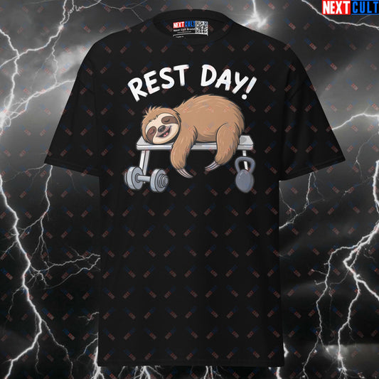 Funny Rest Day Sloth Gym T-Shirt - Essential Workout Pump Cover Tee for Lifters T-shirts Bodybuilding Fitness Gym Pump Cover Workout Next Cult Brand