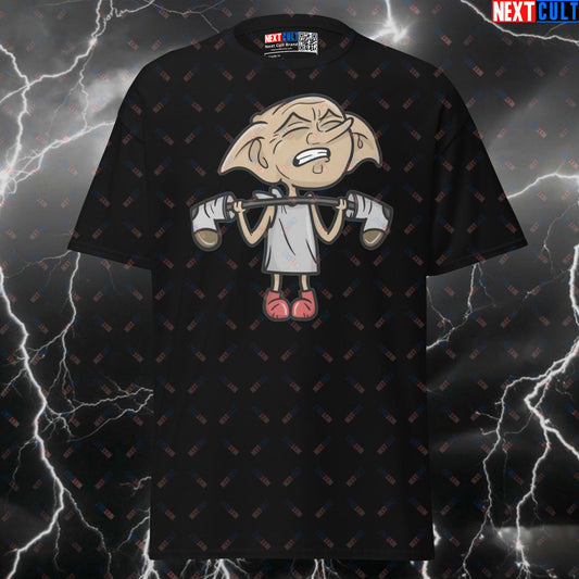 Funny Dobby Free Weights Gym Meme T-Shirt - Hilarious Workout Pump Cover Tee for Lifters T-shirts Bodybuilding Books Films Fitness Gym Harry Potter Powerlifting Pump Cover Workout Next Cult Brand