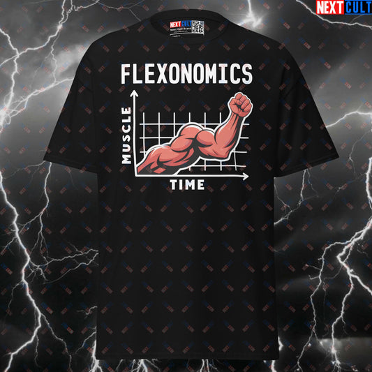 Funny Gym Shirt: Flexonomics Muscle Graph Tee - Bro Science Pump Cover for Lifters & Gymbros T-shirts Bodybuilding Fitness Gym Pump Cover Workout Next Cult Brand