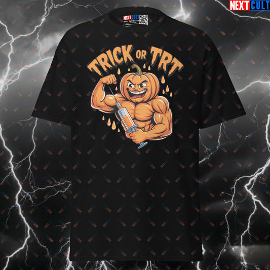 Not Natty Halloween Gym T-Shirt | Funny Trick or TRT Pumpkin Design Pump Cover Tee T-shirts Bodybuilding Fitness Gym Halloween Pump Cover Steroids Workout Next Cult Brand