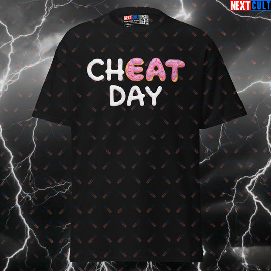 Cheat Day Donut Gym Meme Tee - Funny Workout Pump Cover Shirt for Lifters & Gains T-shirts Fast Food Fitness Gym Pump Cover Workout Next Cult Brand