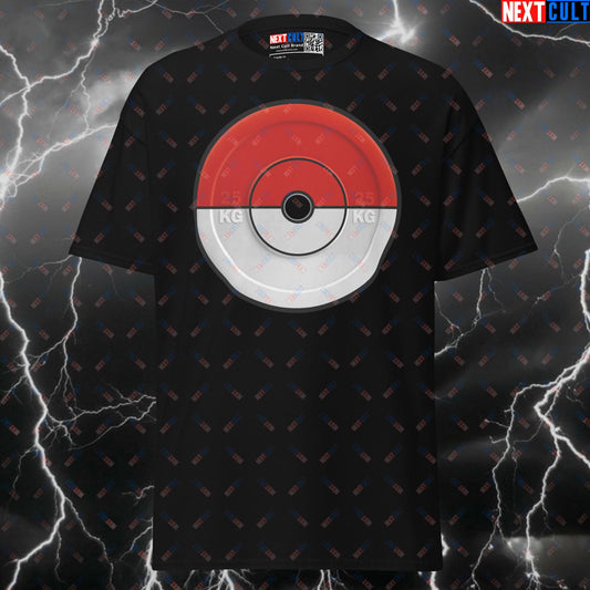 Gotta Lift 'Em All Funny Gym Shirt - Pokemon Weights Meme Tee for Gymbros & Pump Cover T-shirts Anime Bodybuilding Fitness Gym Pokemon Powerlifting Pump Cover TV Video Games Workout Next Cult Brand