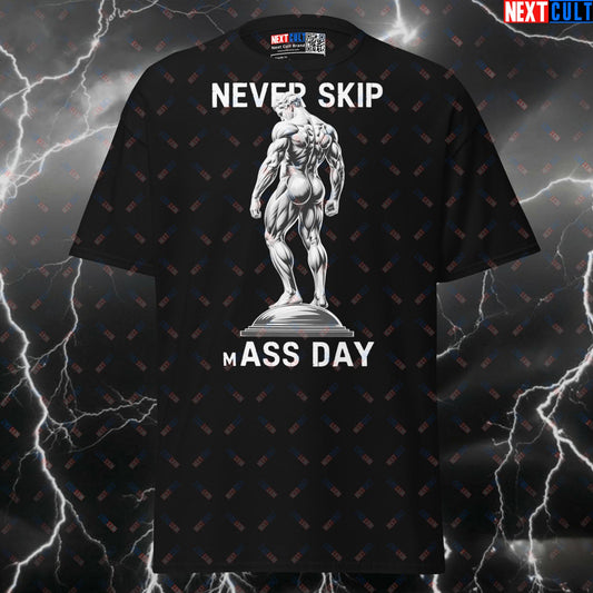 Never Skip Mass Day Funny Gym T-Shirt: Greek Mythology Booty Tee & Pump Cover Top T-shirts Ancient Greece Bodybuilding Fitness Gym Leg Day Pump Cover Workout Next Cult Brand