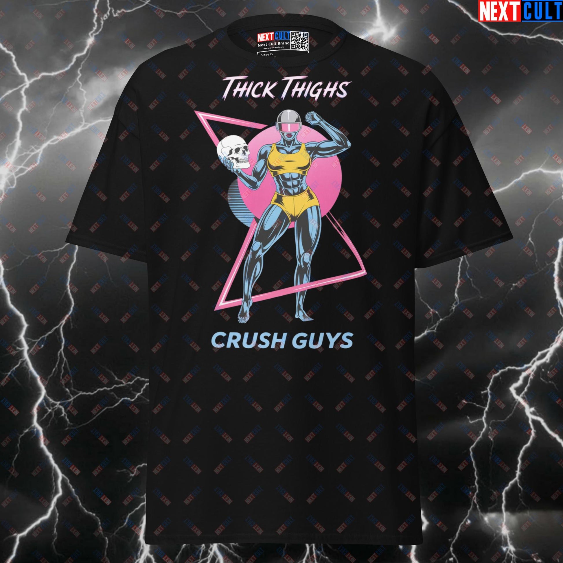 Thick Thighs Crush Guys Funny Gym Shirt - Leg Day Meme Tee for Lifters & Gymbros Pump Cover Top T-shirts Bodybuilding Fitness Gym Leg Day Powerlifting Pump Cover Workout Next Cult Brand