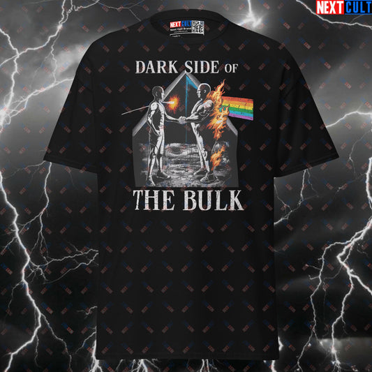 Dark Side Of The Bulk Funny Gym Shirt | Pink Floyd Gym Meme Tee For Lifters & Bodybuilding Pump Cover T-shirts Bodybuilding Bulking Fast Food Fitness Gym Pink Floyd Pump Cover Rock Music Workout Next Cult Brand