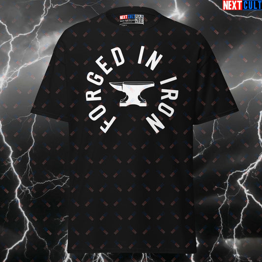 Forged In Iron Funny Gym Shirt - Essential Workout Tee & Bodybuilding Pump Cover Top T-shirts Bodybuilding Fitness Gym Powerlifting Pump Cover Workout Next Cult Brand
