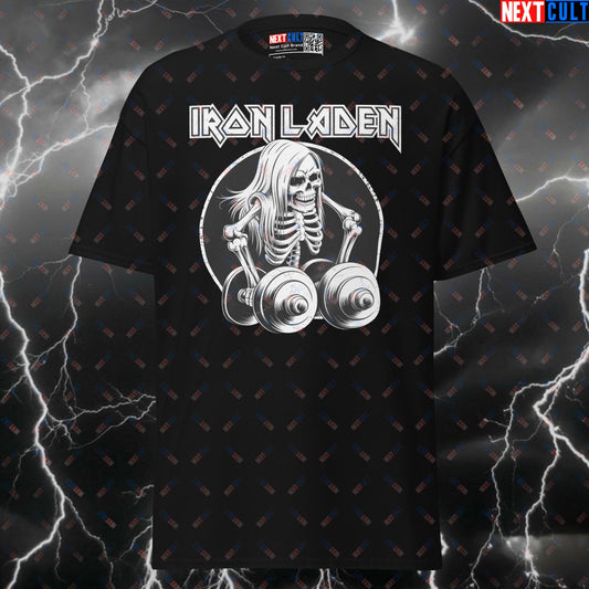 Iron Laden Funny Gym Shirt | Rock Music Bodybuilding Meme Tee | Pump Cover Workout Top T-shirts Bodybuilding Fitness Gym Iron Maiden Powerlifting Pump Cover Rock Music Workout Next Cult Brand