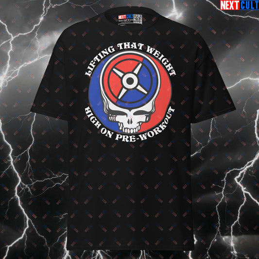 Funny Gym Meme T-Shirt | Grateful Weights Pre-Workout Pump Cover & Graphic Tee T-shirts Bodybuilding Fitness Grateful Dead Gym Powerlifting Pump Cover Rock Music Workout Next Cult Brand