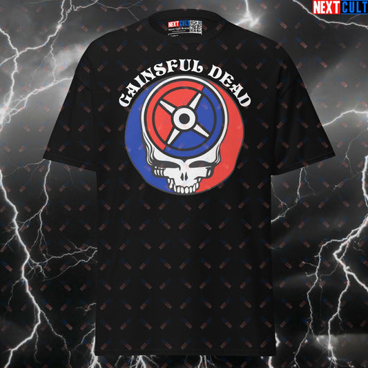 Gainsful Dead Funny Gym Shirt | Grateful Weights Graphic Tee for Lifters & Bodybuilding Meme Pump Cover T-shirts Bodybuilding Fitness Grateful Dead Gym Powerlifting Pump Cover Rock Music Workout Next Cult Brand