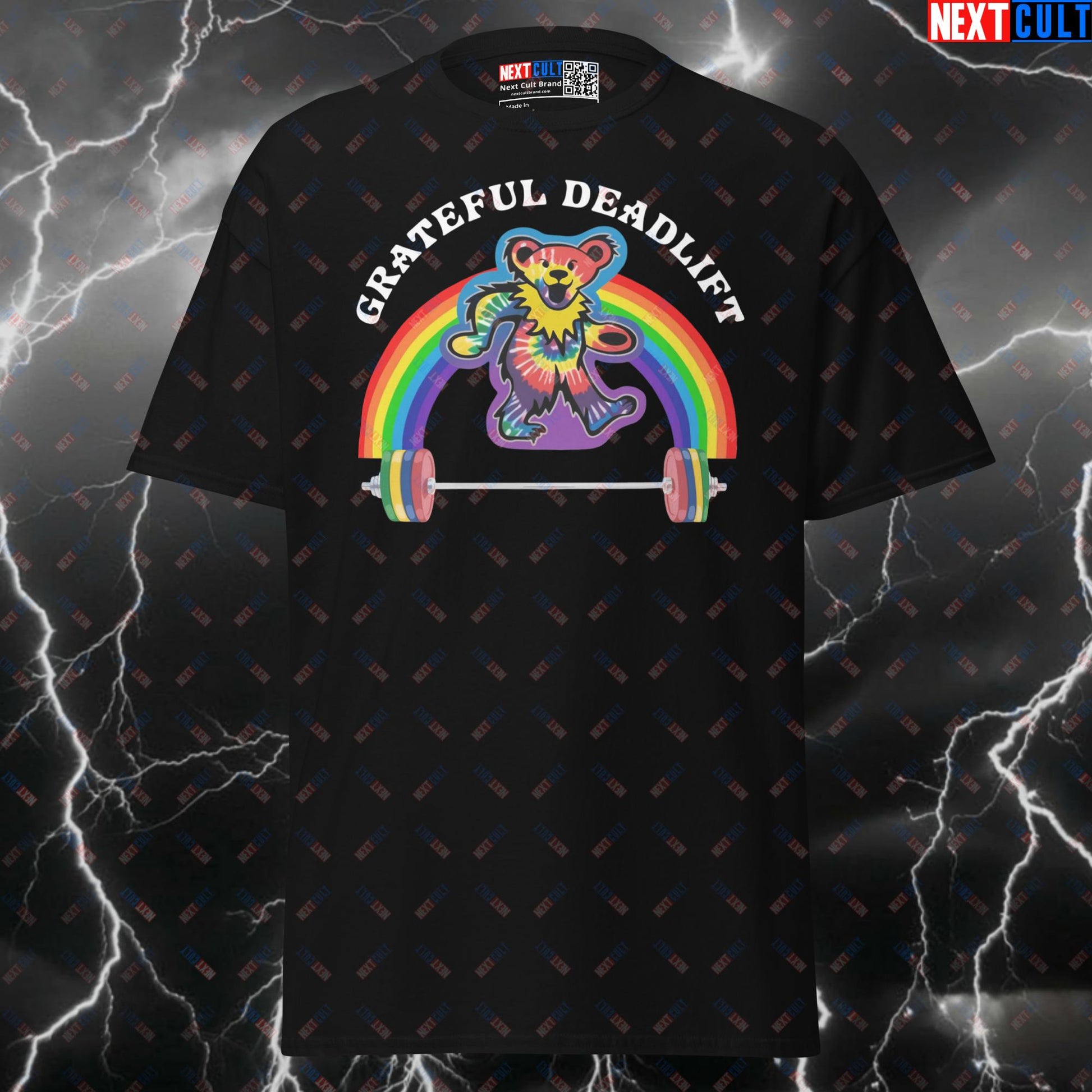 Grateful Deadlift Funny Gym T-Shirt | Lifting Bears Meme Tee & Pump Cover Top T-shirts Bodybuilding Fitness Grateful Dead Gym Leg Day Powerlifting Pump Cover Rock Music Workout Next Cult Brand