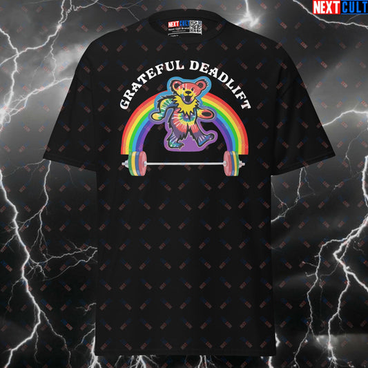 Grateful Deadlift Funny Gym T-Shirt | Lifting Bears Meme Tee & Pump Cover Top T-shirts Bodybuilding Fitness Grateful Dead Gym Leg Day Powerlifting Pump Cover Rock Music Workout Next Cult Brand