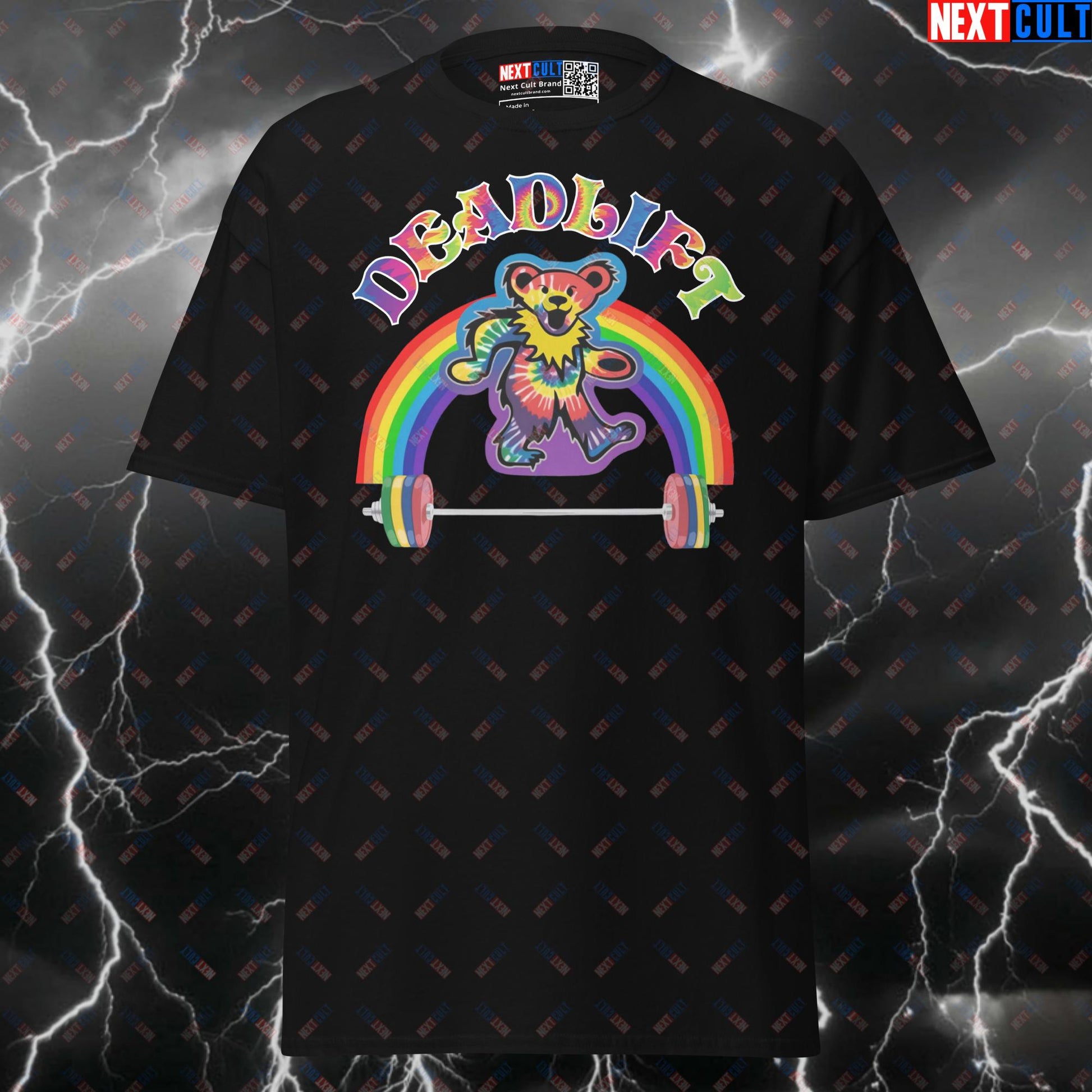 Grateful Deadlift Funny Gym T-Shirt | Lifting Bear Meme Tee | Fitness Pump Cover Top T-shirts Bodybuilding Fitness Grateful Dead Gym Leg Day Powerlifting Pump Cover Rock Music Workout Next Cult Brand