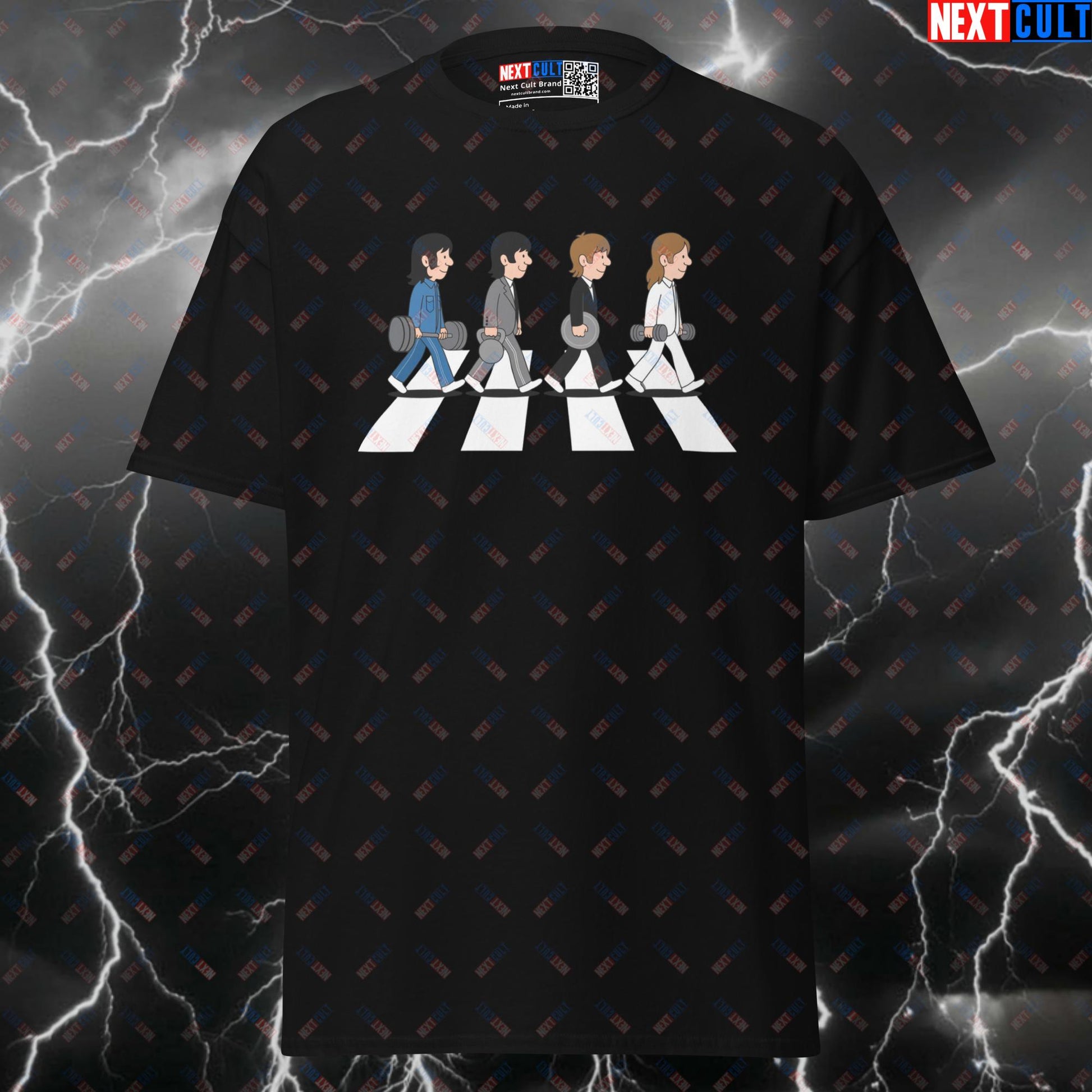 Gains Road Beatles Graphic Tee for Lifters | Funny Gym Meme Pump Cover T-Shirt T-shirts Bodybuilding Fitness Gym Pump Cover Rock Music The Beatles Workout Next Cult Brand