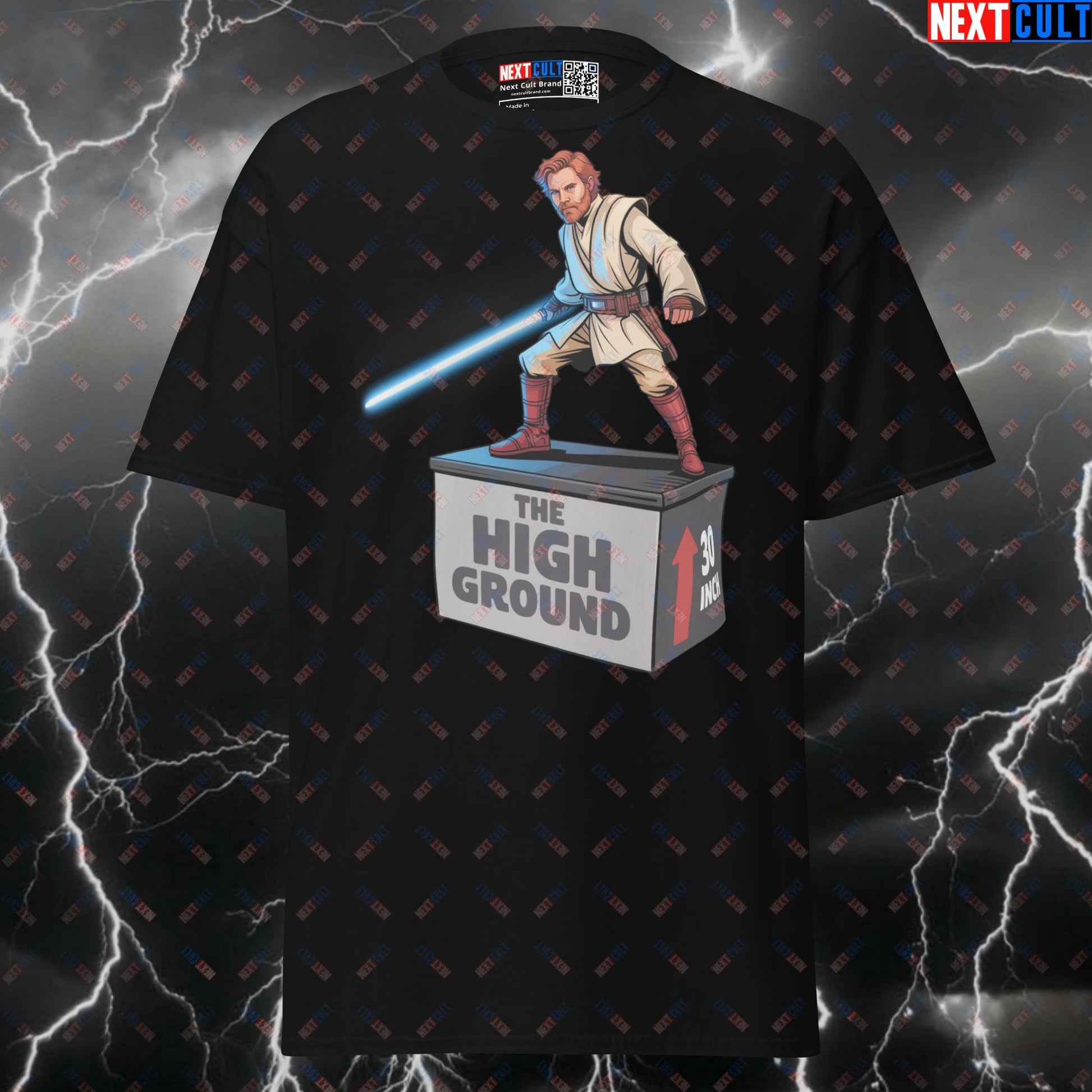 Funny Gym Meme T-Shirt: Obi-Wan's High Ground Box Jumps Pump Cover Tee for Lifters T-shirts Bodybuilding Films Fitness Functional Fitness Gym Pump Cover Star Wars Workout Next Cult Brand