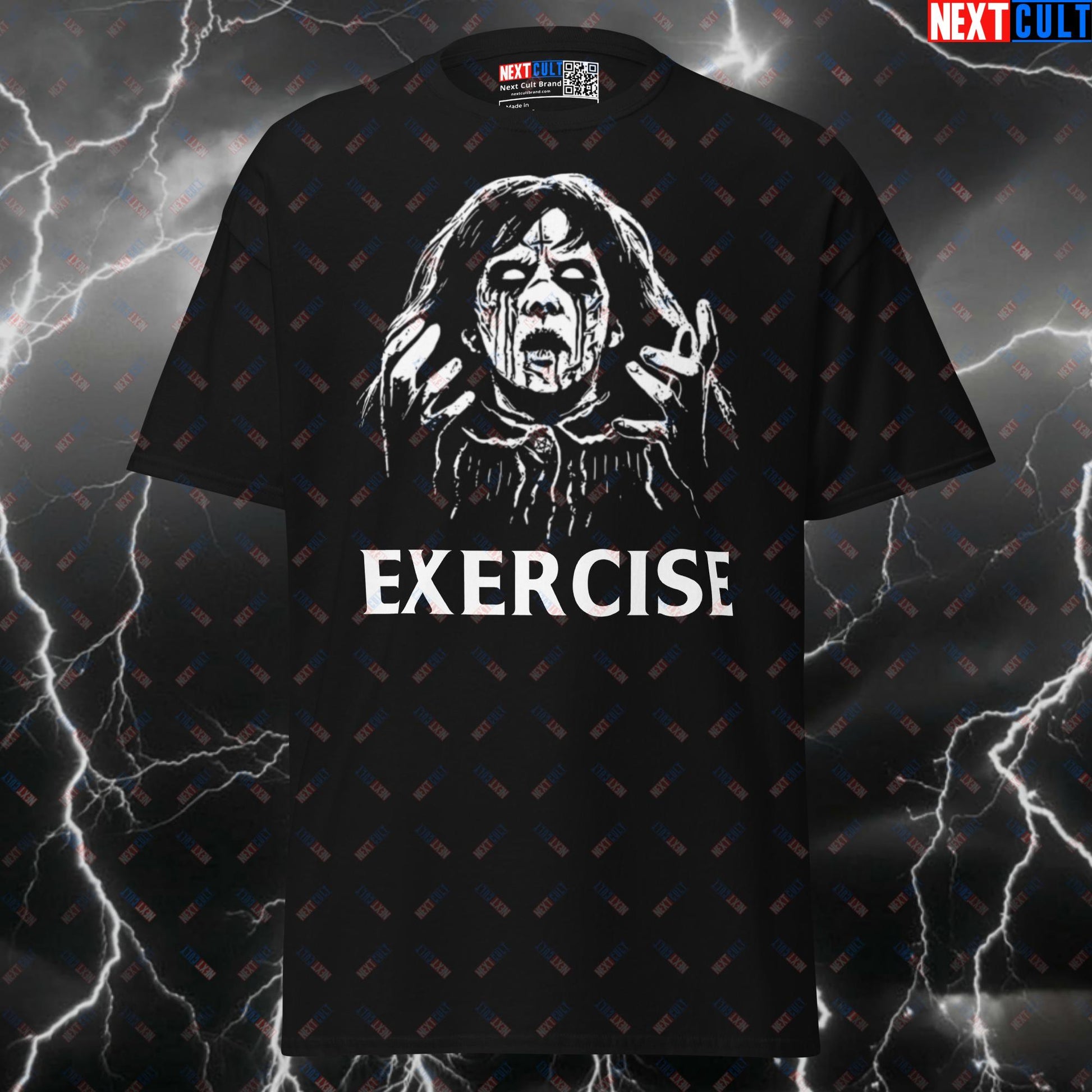 Funny Gym Exercise Meme T-Shirt: The Exorcist Horror Movie Workout Pump Cover Tee for Lifters T-shirts Films Fitness Gym Halloween Pump Cover Workout Next Cult Brand