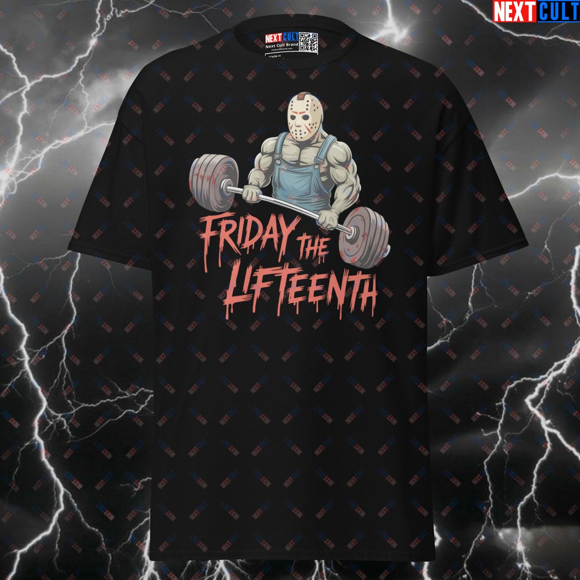 Funny Gym Meme Shirt: Friday The Lifteenth Jason Voorhees Pump Cover Tee for Lifters & Gains T-shirts Bodybuilding Films Fitness Gym Halloween Powerlifting Pump Cover Workout Next Cult Brand