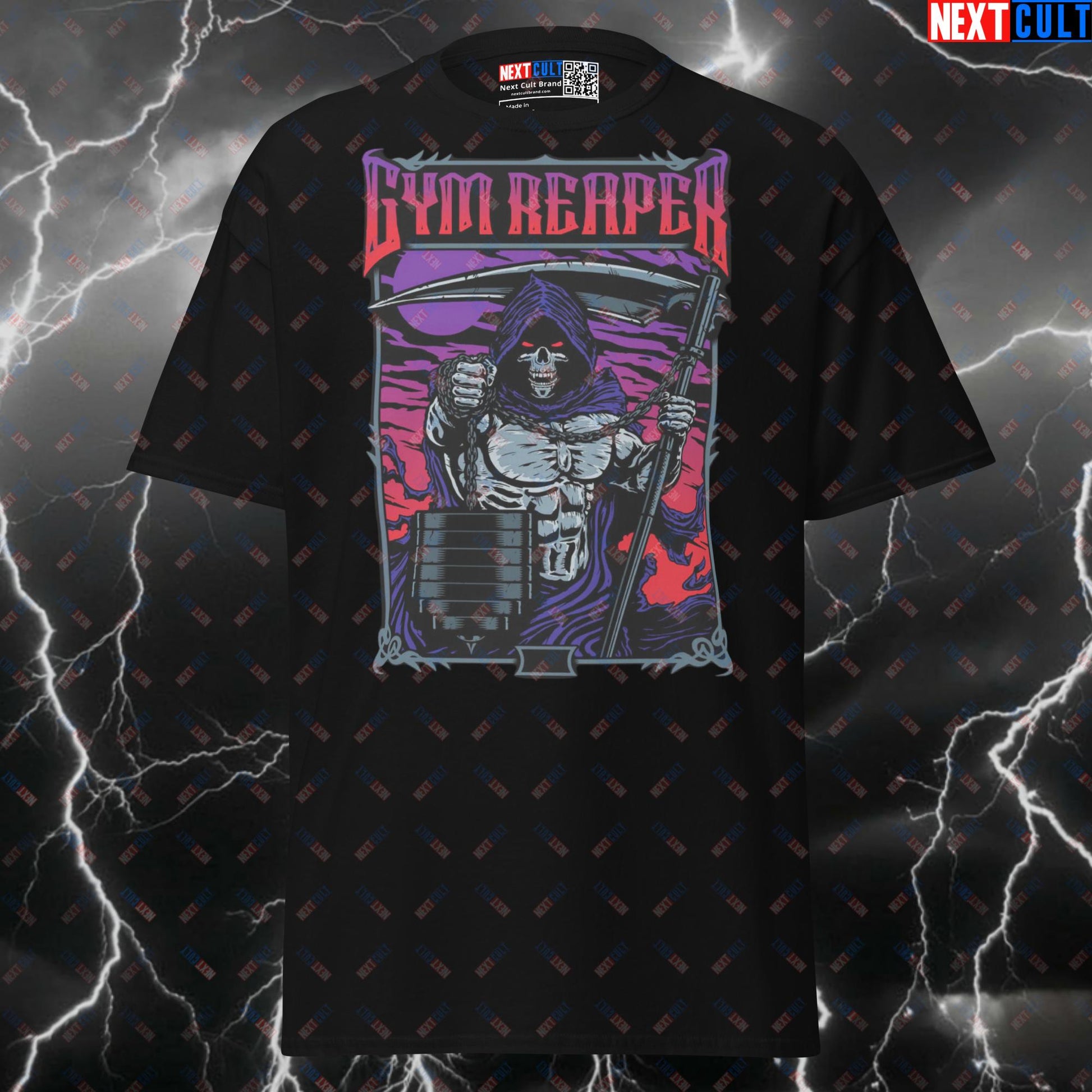 Gym Reaper Horror Halloween T-Shirt | Funny Gym Meme Tee & Workout Pump Cover Top T-shirts Bodybuilding Fitness Gym Halloween Powerlifting Pump Cover Workout Next Cult Brand