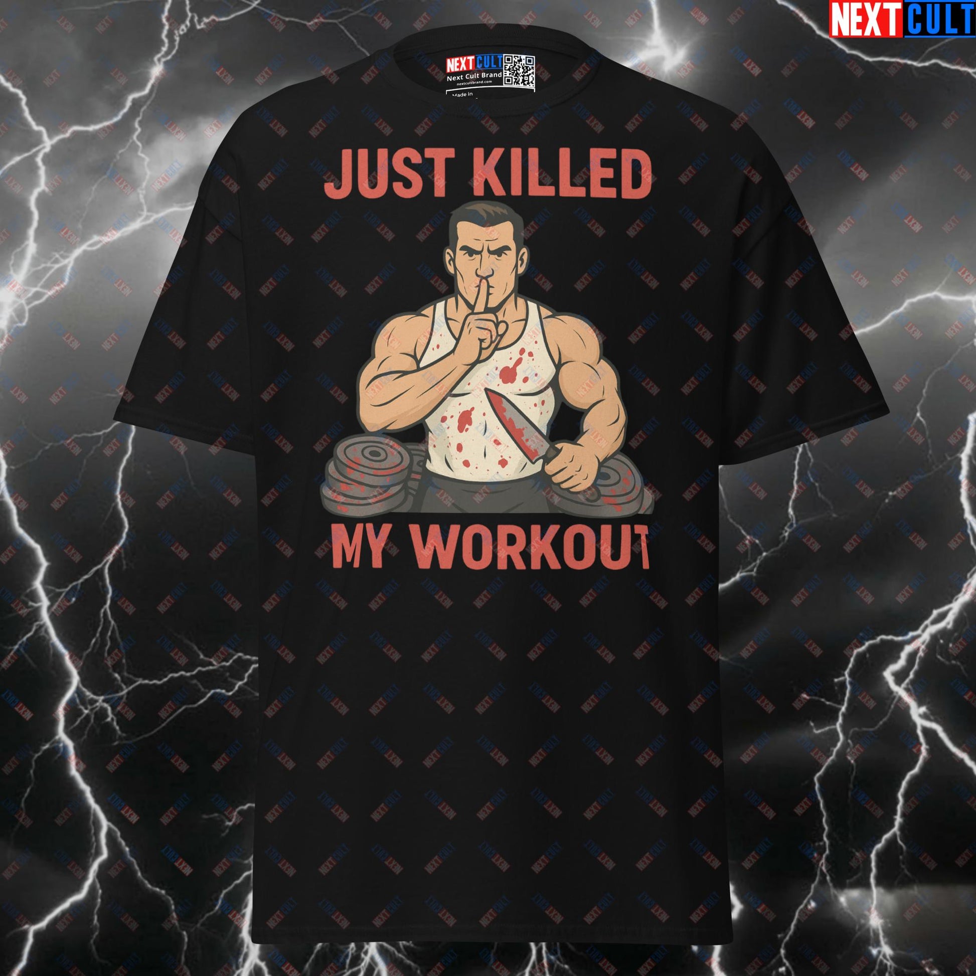 Just Killed My Workout Funny Gym T-Shirt - Killer Workout Horror Halloween Pump Cover Tee T-shirts Bodybuilding Fitness Gym Halloween Powerlifting Pump Cover Workout Next Cult Brand