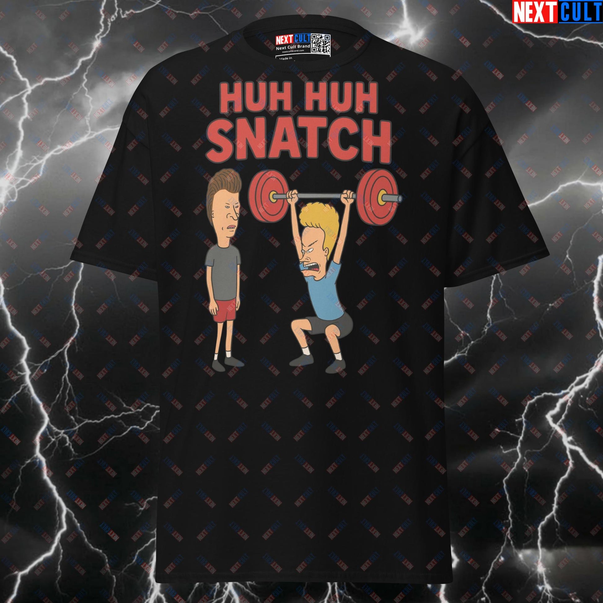 Huh Huh Snatch Funny Gym Shirt - Beavis and Butt-head Weightlifting Pump Cover Tee for Lifters & Gains T-shirts Beavis and Butt-Head Fitness Gym Pump Cover TV Workout Next Cult Brand