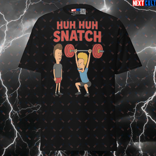 Huh Huh Snatch Funny Gym Shirt - Beavis and Butt-head Weightlifting Pump Cover Tee for Lifters & Gains T-shirts Beavis and Butt-Head Fitness Gym Pump Cover TV Workout Next Cult Brand