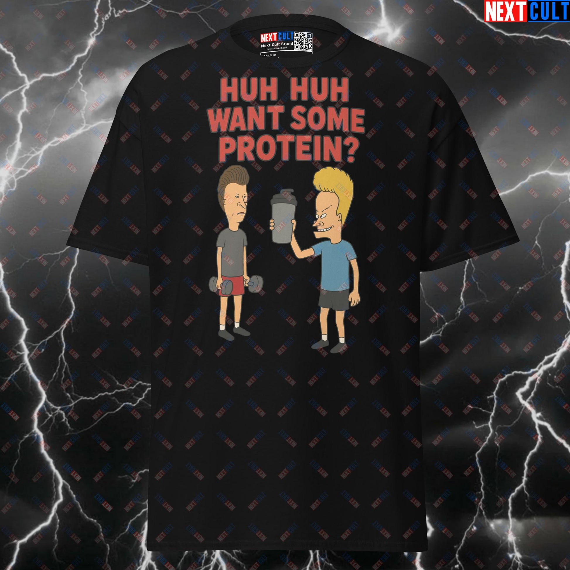 Beavis and Butt-head Funny Gym Shirt - Huh Huh Want Some Protein? Gym Meme Tee Workout Pump Cover Top T-shirts Beavis and Butt-Head Bodybuilding Fitness Gym Pump Cover TV Workout Next Cult Brand