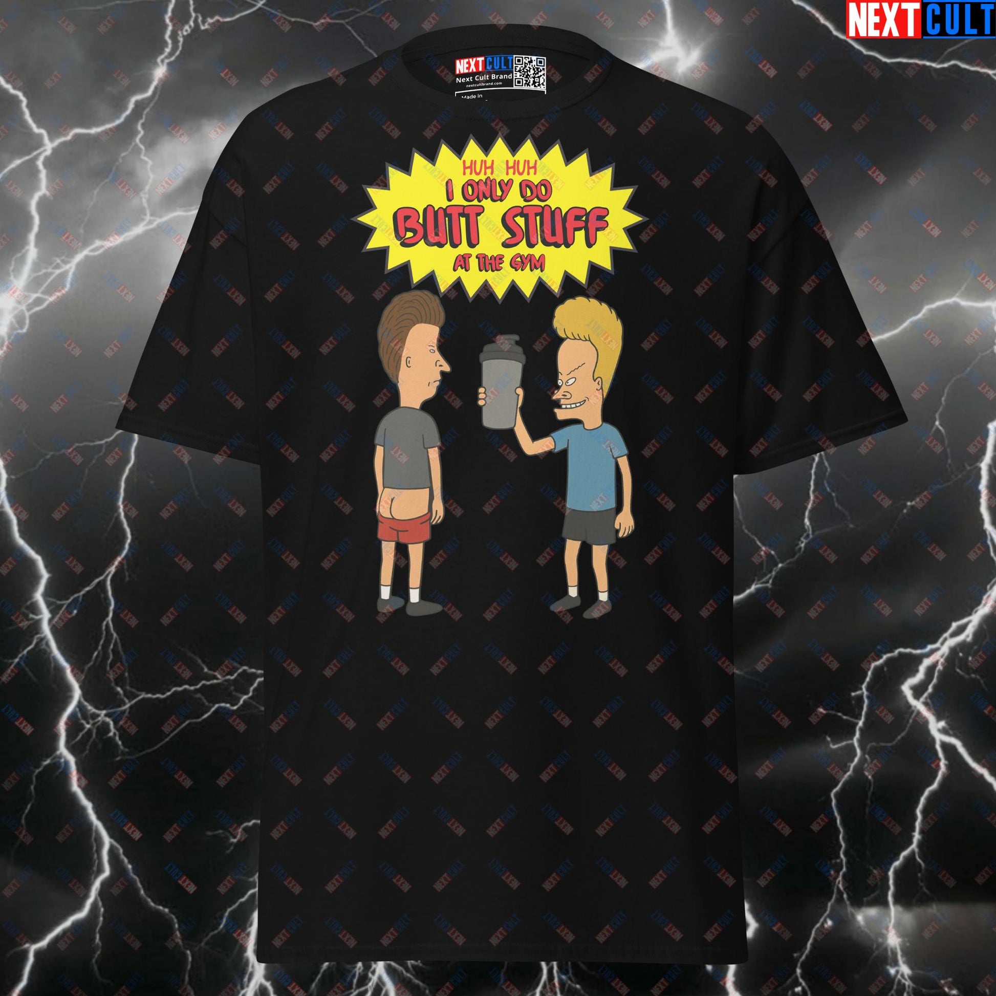 Funny Gym Shirt Huh Huh I Only Do Butt Stuff At The Gym Tee | Beavis and Butt-head Meme Pump Cover Top T-shirts Beavis and Butt-Head Bodybuilding Fitness Gym Leg Day Pump Cover TV Workout Next Cult Brand