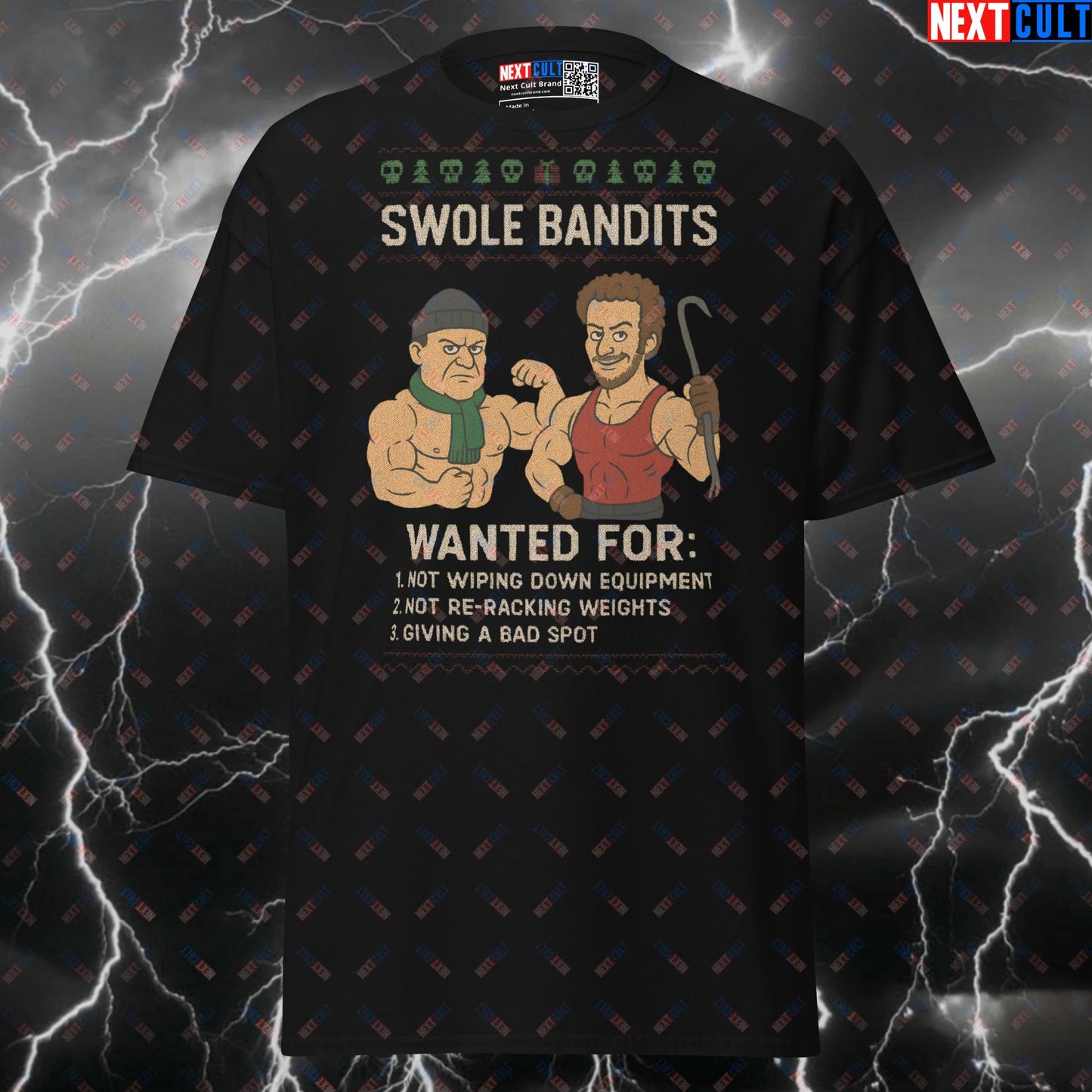 Swole Bandits Home Alone Gym Meme Shirt - Funny Christmas Fitmas Pump Cover Graphic Tee for Lifters T-shirts Bodybuilding Christmas Films Fitness Gym Pump Cover Workout Next Cult Brand