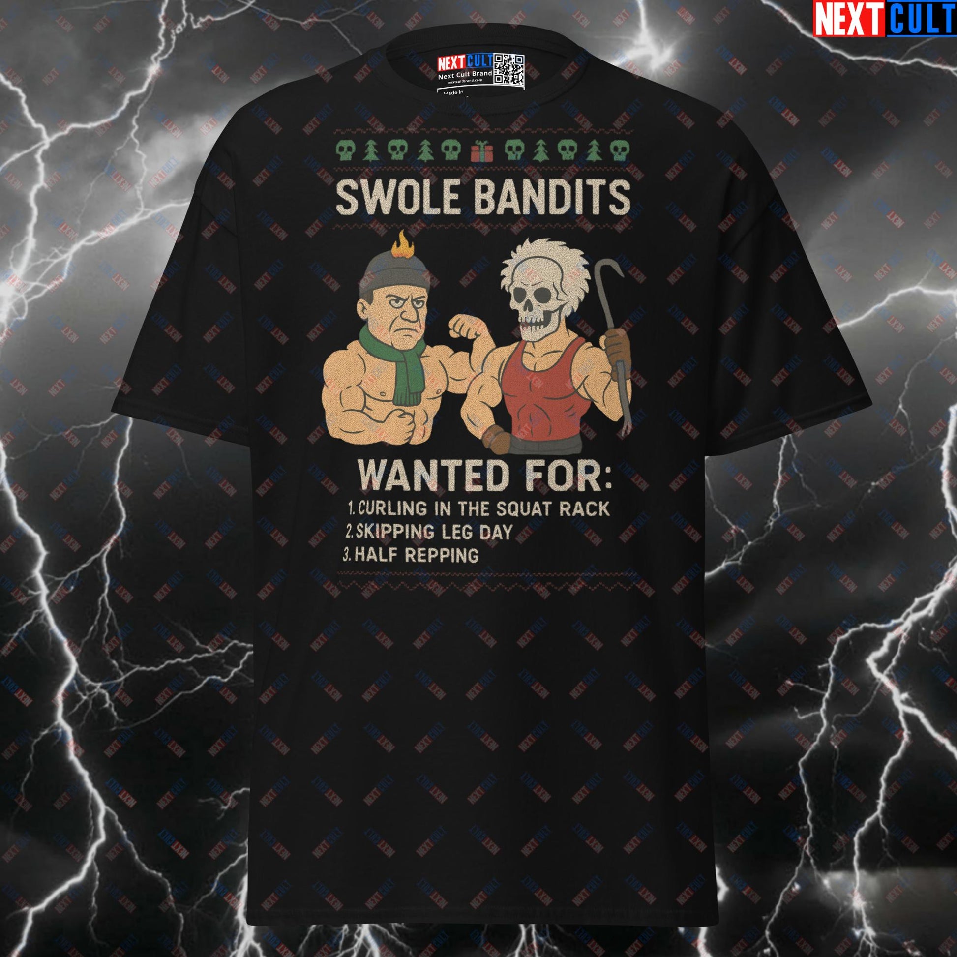 Swole Bandits Home Alone Gym Meme Shirt - Funny Christmas Fitmas Pump Cover Tee for Lifters T-shirts Bodybuilding Christmas Films Fitness Gym Pump Cover Workout Next Cult Brand