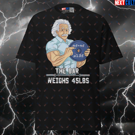 Funny Gym Math Albert Einstein Meme T-Shirt | 45+45=135 Gymbro Pump Cover & Workout Tee T-shirts Bodybuilding Fitness Gym Powerlifting Pump Cover Workout Next Cult Brand