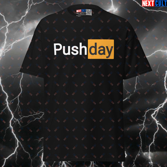 Funny Push Day Gym Meme T-Shirt - Ultimate Chest & Triceps Pump Cover Graphic Tee T-shirts Bodybuilding Fitness Gym Pump Cover Workout Next Cult Brand