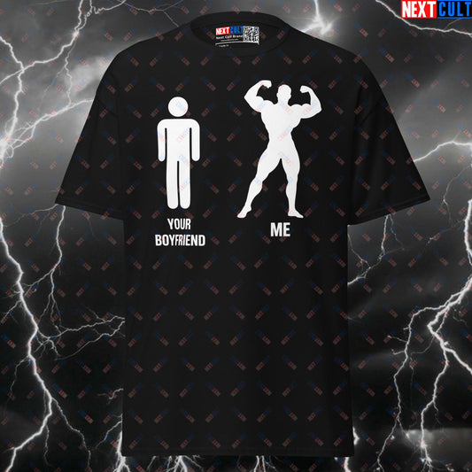 I'm Stronger Than Your Boyfriend Funny Gym Shirt - Rizz & Gains Graphic Tee Pump Cover T-shirts Bodybuilding Fitness Gym Pump Cover Workout Next Cult Brand